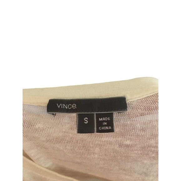 Vince Sweater Women's Size Small White Gray Geometric Light Weight Top Linen - Picture 5 of 6